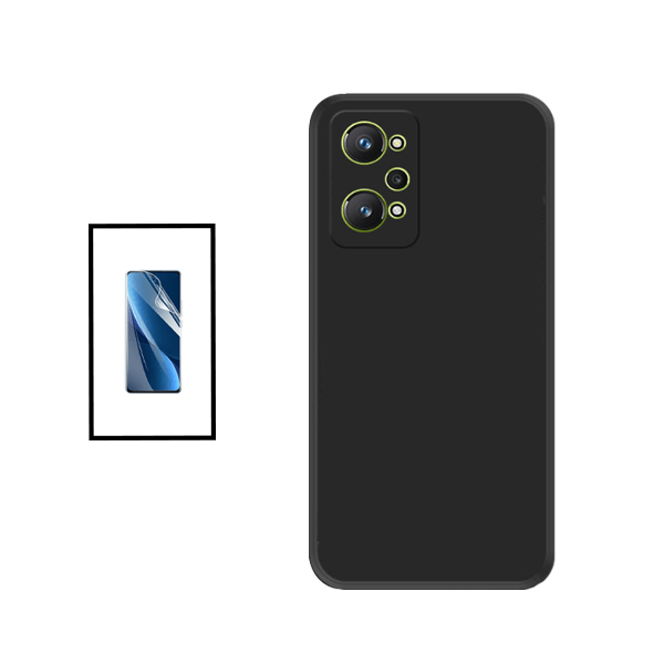 Kit Película Protectora de Hydrogel Frente + Capa Proteção Traseira Silicone para Realme GT Neo2 - Preto