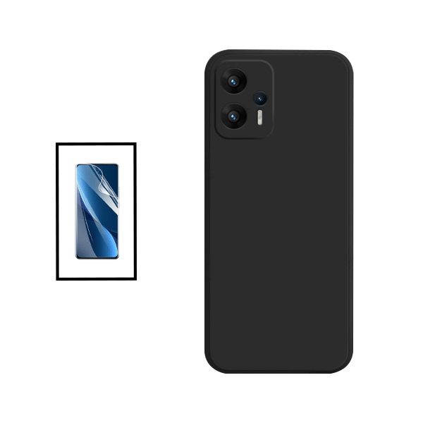 Kit Película Protectora de Hydrogel Frente + Capa Proteção Traseira Silicone para Xiaomi Redmi K50i - Preto