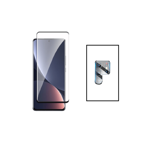 Kit Película Protectora para Câmara Traseira + Película de Vidro Temperado GorilasGlass Curved para Samsung Galaxy S23 Ultra - Transparente/Preto