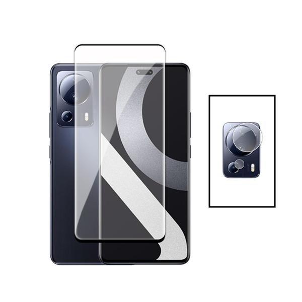 Kit Película Protectora para Câmara Traseira + Película de Vidro Temperado GorilasGlass Curved para Xiaomi 13 Lite - Transparente/Preto