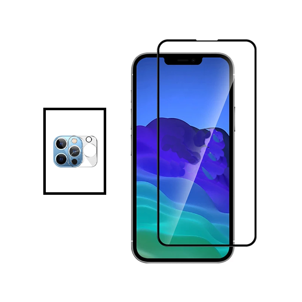 Kit Película Protectora para Câmara Traseira + Película de Vidro Temperado GorilasGlass para Apple iPhone 14 Plus - Transparente/Preto