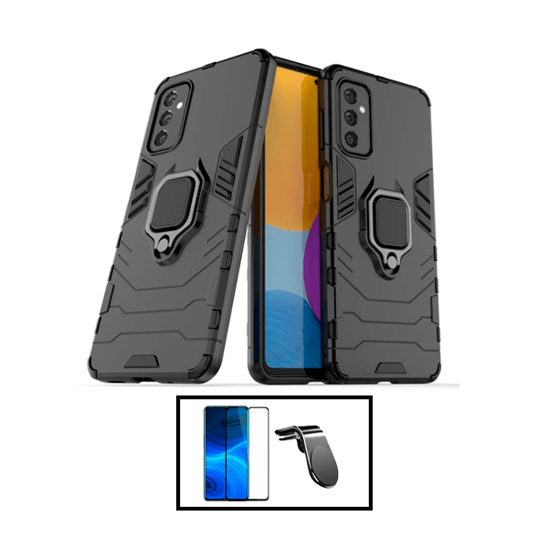 Kit Película de Vidro Temperado GorilasGlass + Capa de Proteção Militar Magnética + Suporte de Carro Magnético L para Samsung Galaxy A04s - Preto