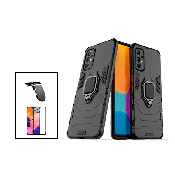 Kit Película de Vidro Temperado GorilasGlass + Capa de Proteção Militar Magnética + Suporte de Carro Magnético L para Samsung Galaxy A23 - Preto