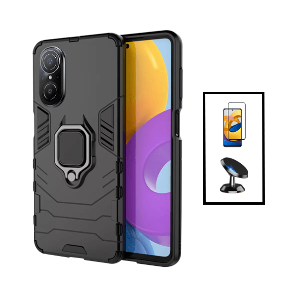 Kit Película de Vidro Temperado GorilasGlass + Capa de Proteção Militar Magnética + Suporte Magnético para Huawei Nova 9 SE - Preto