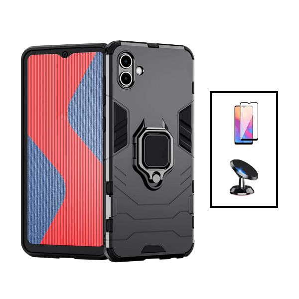 Kit Película de Vidro Temperado GorilasGlass + Capa de Proteção Militar Magnética + Suporte Magnético para Samsung Galaxy M13 5G - Preto