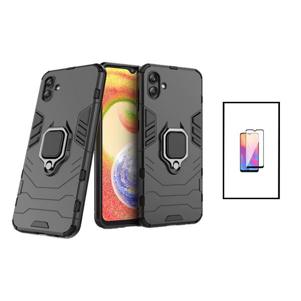 Kit Película de Vidro Temperado GorilasGlass + Capa de Proteção Militar Magnética para Samsung Galaxy A04 - Preto