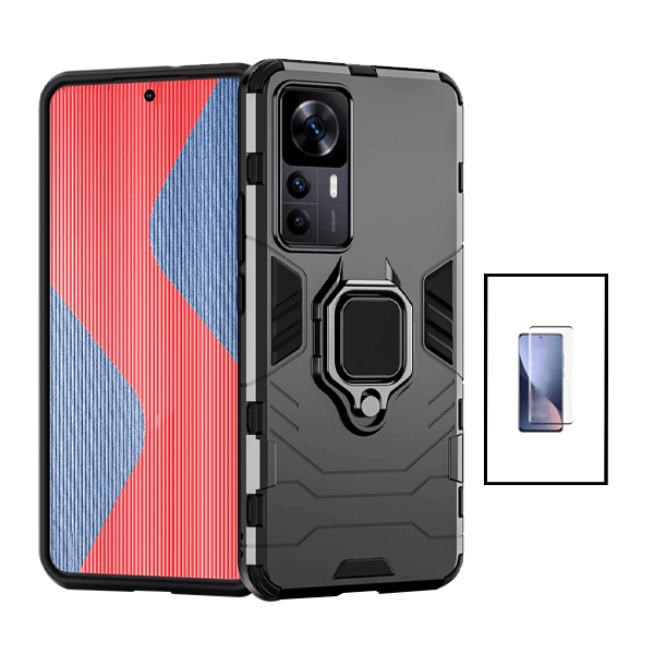 Kit Película de Vidro Temperado GorilasGlass + Capa de Proteção Militar Magnética para Xiaomi 12T Pro - Preto