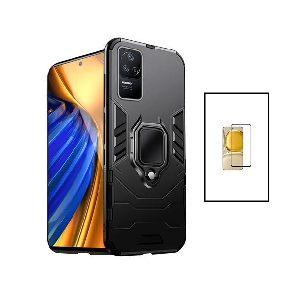 Kit Película de Vidro Temperado GorilasGlass + Capa de Proteção Militar Magnética para Xiaomi Poco F4 5G - Preto