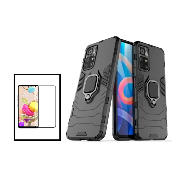 Kit Película de Vidro Temperado GorilasGlass + Capa de Proteção Militar Magnética para Xiaomi Redmi Note 11S 5G - Preto