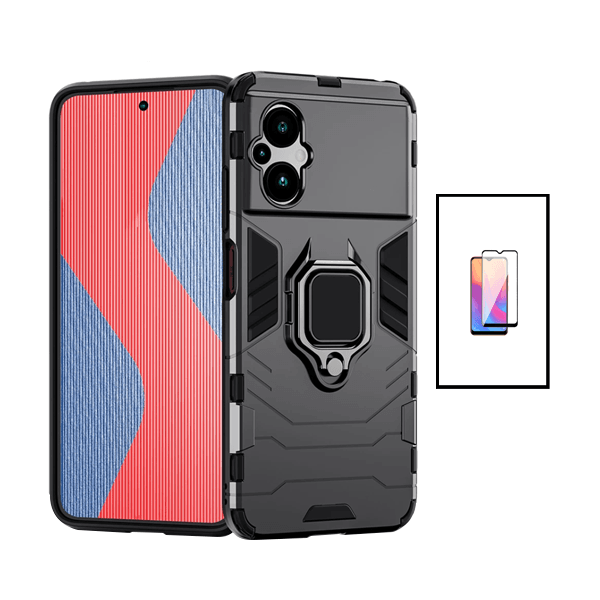 Kit Película de Vidro Temperado GorilasGlass + Capa de Proteção Militar Magnética para Xiaomi Poco M5 - Preto