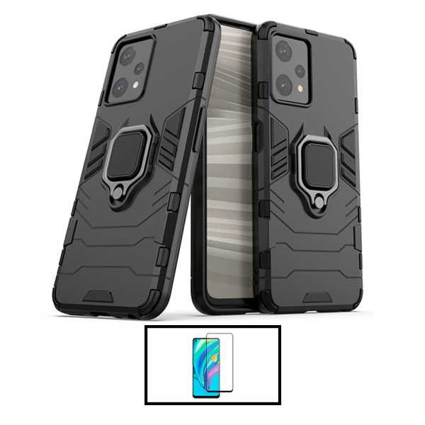 Kit Película de Vidro Temperado GorilasGlass + Capa de Proteção Militar Magnética para Xiaomi Realme 9 Pro+ - Preto