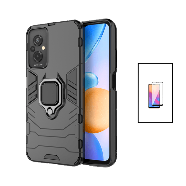Kit Película de Vidro Temperado GorilasGlass + Capa de Proteção Militar Magnética para Xiaomi Redmi 11 Prime - Preto