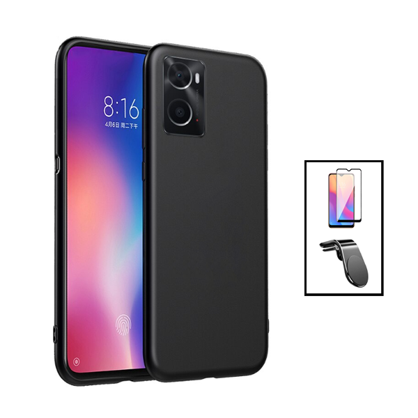 Kit Película de Vidro Temperado GorilasGlass + Capa Proteção Traseira Silicone + Suporte de Carro Magnético L para OnePlus Nord N300 - Preto