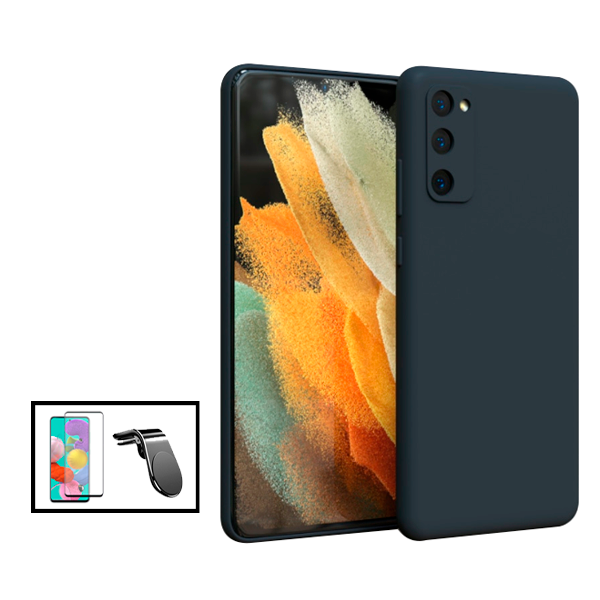 Kit Película de Vidro Temperado GorilasGlass + Capa Proteção Traseira Silicone + Suporte de Carro Magnético L Phonecare para Samsung Galaxy S24 5G - Preto