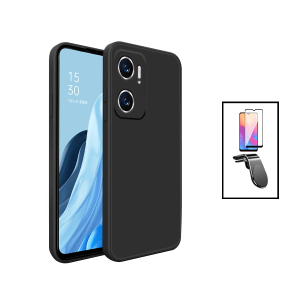 Kit Película de Vidro Temperado GorilasGlass + Capa Proteção Traseira Silicone + Suporte de Carro Magnético L para Xiaomi Redmi 10 5G - Preto