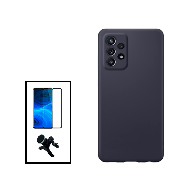 Kit Película de Vidro Temperado GorilasGlass + Capa Proteção Traseira Silicone + Suporte Magnético Com Pernas para Samsung Galaxy A23 5G - Preto