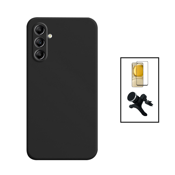 Kit Película de Vidro Temperado GorilasGlass + Capa Proteção Traseira Silicone + Suporte Magnético Com Pernas para Samsung Galaxy A54 5G - Preto