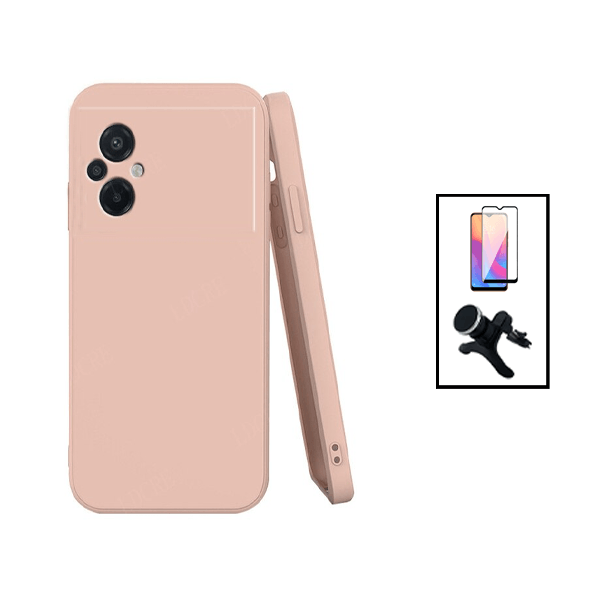 Kit Película de Vidro Temperado GorilasGlass + Capa Proteção Traseira Silicone + Suporte Magnético Com Pernas para Xiaomi Poco M5 - Rosa
