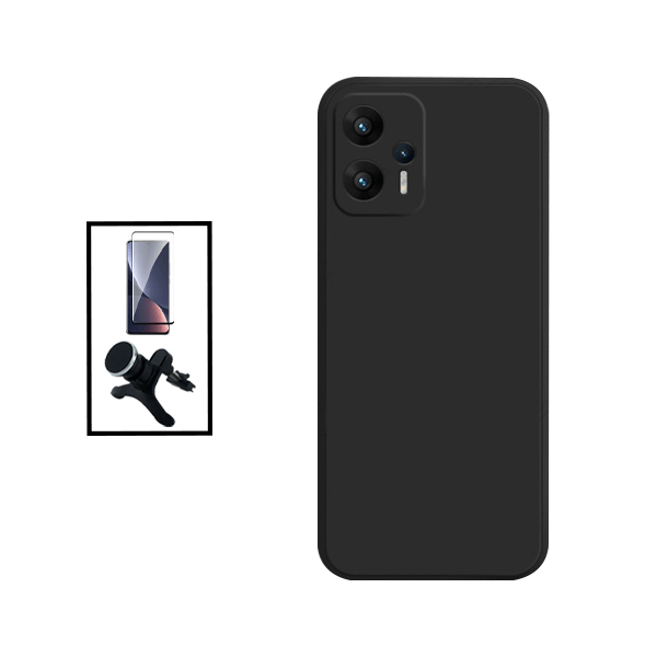 Kit Película de Vidro Temperado GorilasGlass + Capa Proteção Traseira Silicone + Suporte Magnético Com Pernas para Xiaomi Poco X4 GT - Preto