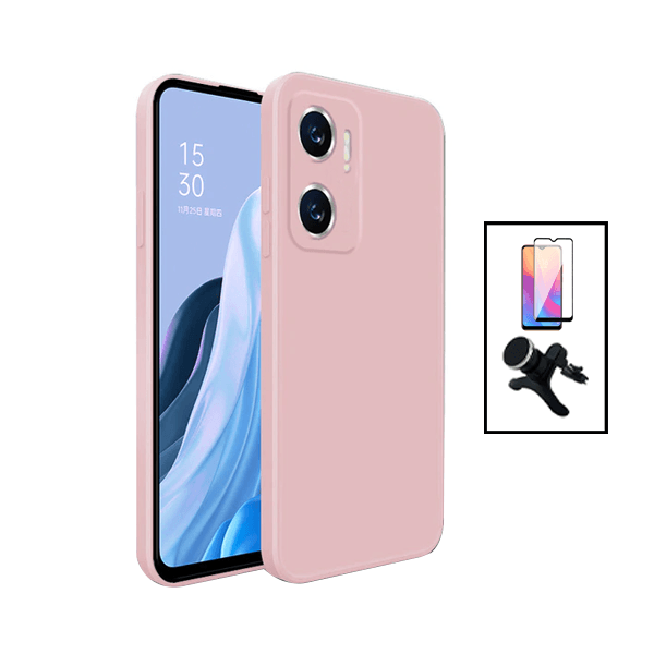 Kit Película de Vidro Temperado GorilasGlass + Capa Proteção Traseira Silicone + Suporte Magnético Com Pernas para Xiaomi Redmi 10 5G - Rosa