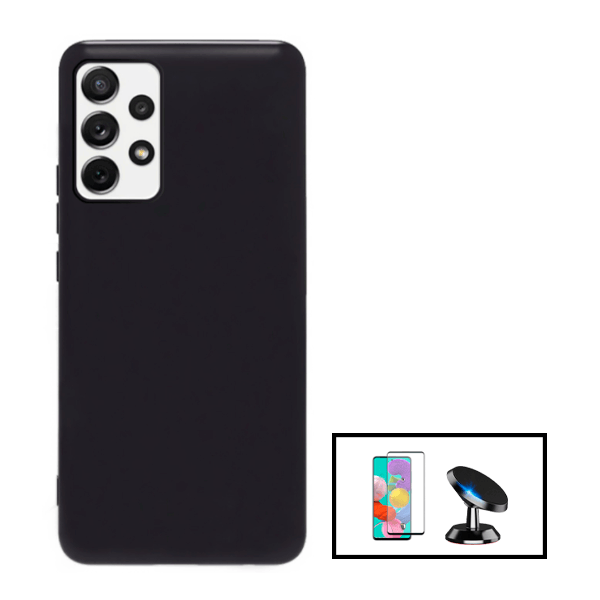 Kit Película de Vidro Temperado GorilasGlass + Capa Proteção Traseira Silicone + Suporte Magnético para Samsung Galaxy A33 5G - Preto