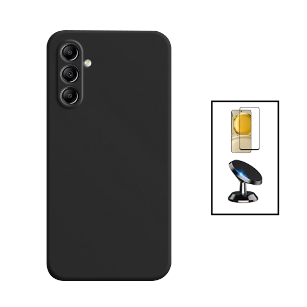 Kit Película de Vidro Temperado GorilasGlass + Capa Proteção Traseira Silicone + Suporte Magnético para Samsung Galaxy A34 5G - Preto