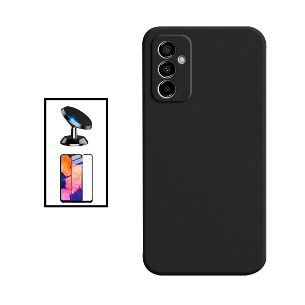 Kit Película de Vidro Temperado GorilasGlass + Capa Proteção Traseira Silicone + Suporte Magnético para Samsung Galaxy M23 5G - Preto