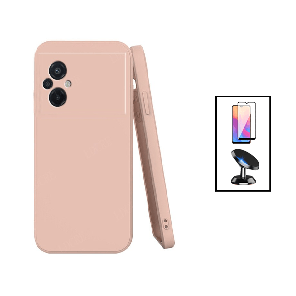 Kit Película de Vidro Temperado GorilasGlass + Capa Proteção Traseira Silicone + Suporte Magnético para Xiaomi Poco M5 - Rosa