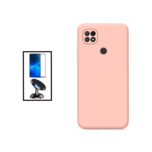 Kit Película de Vidro Temperado GorilasGlass + Capa Proteção Traseira Silicone + Suporte Magnético para Xiaomi Redmi 10 Power - Rosa