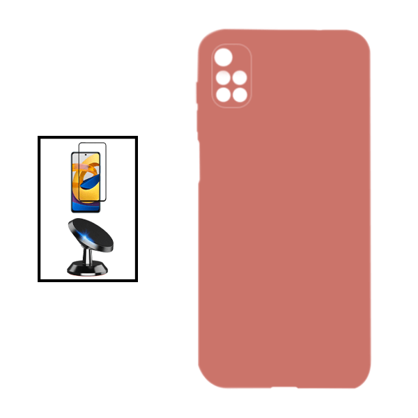 Kit Película de Vidro Temperado GorilasGlass + Capa Proteção Traseira Silicone + Suporte Magnético para Xiaomi Redmi 10 Prime 2022 - Preto