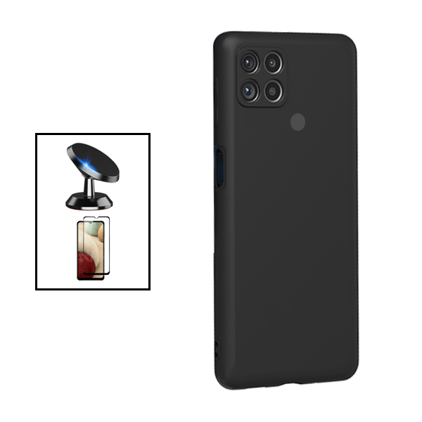 Kit Película de Vidro Temperado GorilasGlass + Capa Proteção Traseira Silicone + Suporte Magnético para Xiaomi Redmi 9C - Preto