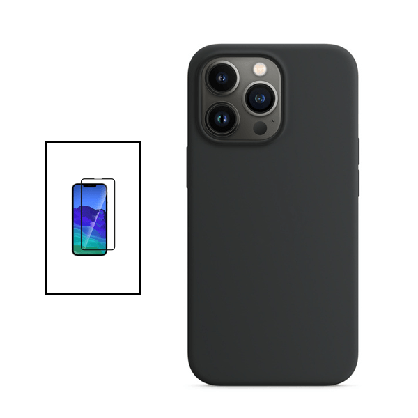 Kit Película de Vidro Temperado GorilasGlass + Capa Proteção Traseira Silicone para Apple iPhone 14 Pro Max - Preto