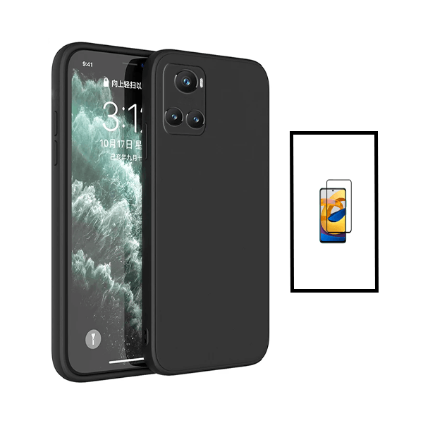 Kit Película de Vidro Temperado GorilasGlass + Capa Proteção Traseira Silicone para OnePlus 10R 5G - Preto