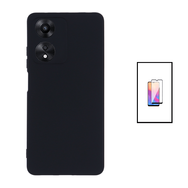 Kit Película de Vidro Temperado GorilasGlass + Capa Proteção Traseira Silicone para Oppo A78 - Preto