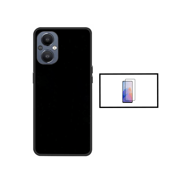 Kit Película de Vidro Temperado GorilasGlass + Capa Proteção Traseira Silicone para Oppo Reno7 Lite - Preto