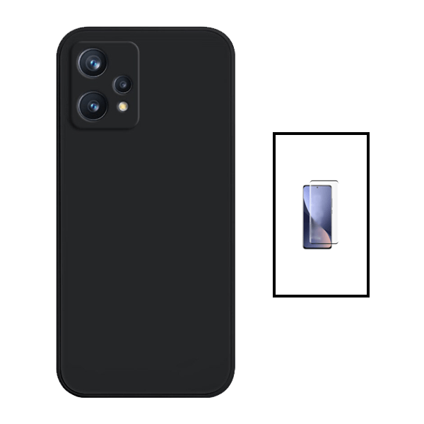 Kit Película de Vidro Temperado GorilasGlass + Capa Proteção Traseira Silicone para Realme 9 5G - Preto