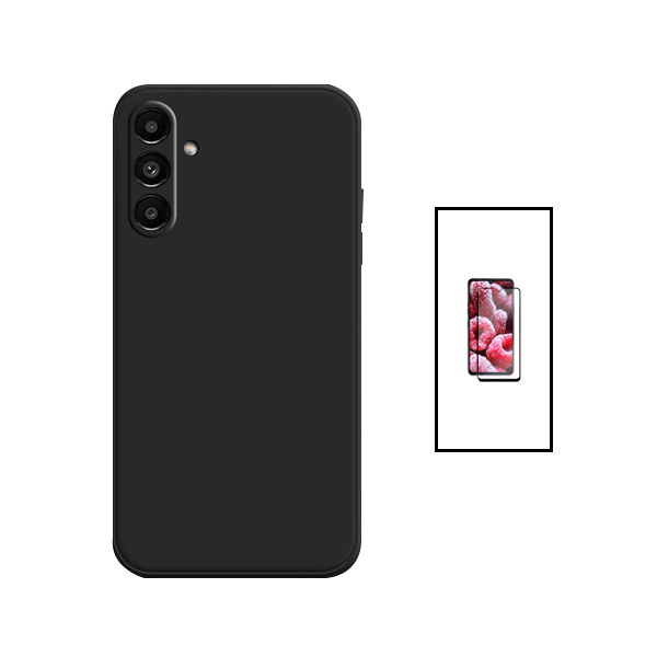 Kit Película de Vidro Temperado GorilasGlass + Capa Proteção Traseira Silicone para Samsung Galaxy A14 - Preto