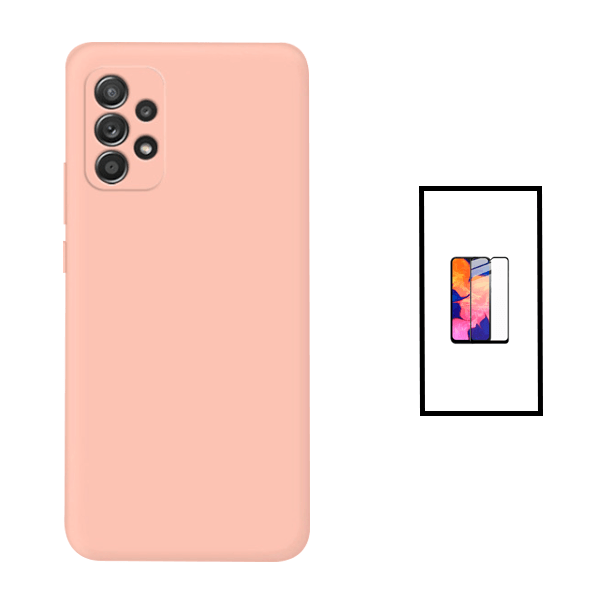 Kit Película de Vidro Temperado GorilasGlass + Capa Proteção Traseira Silicone para Samsung Galaxy A23 5G - Rosa