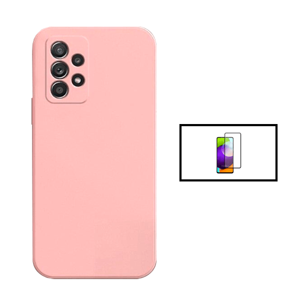 Kit Película de Vidro Temperado GorilasGlass + Capa Proteção Traseira Silicone para Samsung Galaxy A73 5G - Rosa