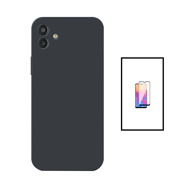 Kit Película de Vidro Temperado GorilasGlass + Capa Proteção Traseira Silicone para Samsung A04 - Preto