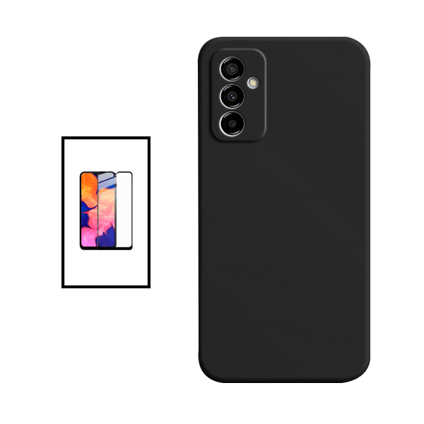 Kit Película de Vidro Temperado GorilasGlass + Capa Proteção Traseira Silicone para Samsung Galaxy M23 5G - Preto