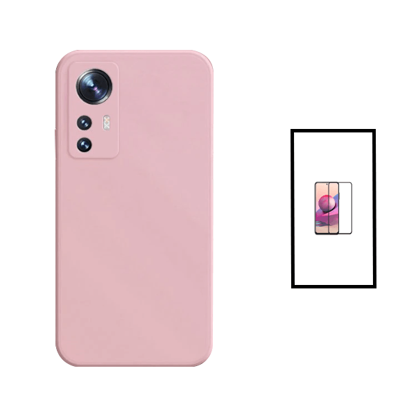 Kit Película de Vidro Temperado GorilasGlass + Capa Proteção Traseira Silicone para Xiaomi Redmi K50 Ultra - Rosa