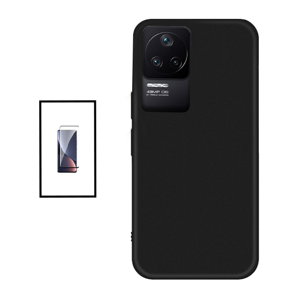 Kit Película de Vidro Temperado GorilasGlass + Capa Proteção Traseira Silicone para Xiaomi Redmi K40S - Preto