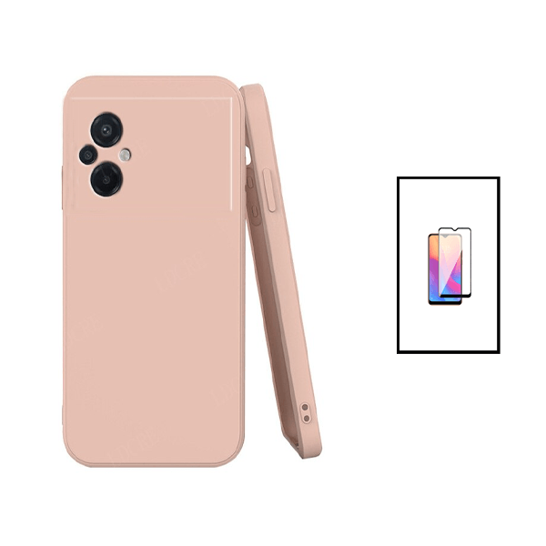 Kit Película de Vidro Temperado GorilasGlass + Capa Proteção Traseira Silicone para Xiaomi Poco M5 - Rosa