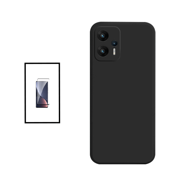 Kit Película de Vidro Temperado GorilasGlass + Capa Proteção Traseira Silicone para Xiaomi Redmi K50i - Preto