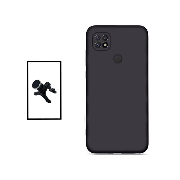 Kit Suporte Magnético Com Pernas + Capa Proteção Traseira Silicone para Xiaomi Poco C40 - Preto