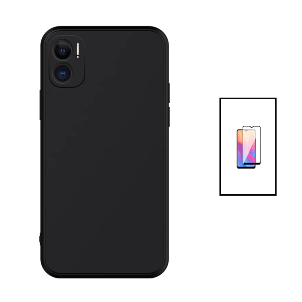 Kit Película de Vidro Temperado GorilasGlass + Capa Proteção Traseira Silicone para Xiaomi Redmi 11 Prime 5G - Preto