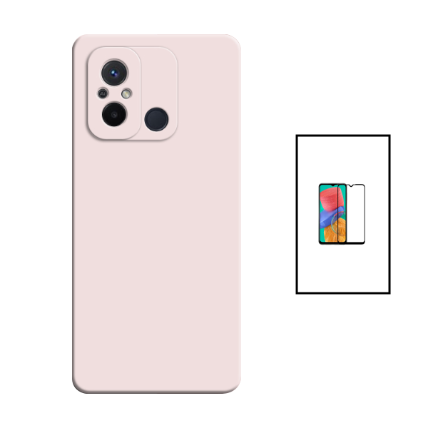 Kit Película de Vidro Temperado GorilasGlass + Capa Proteção Traseira Silicone para Xiaomi Redmi 12C - Rosa
