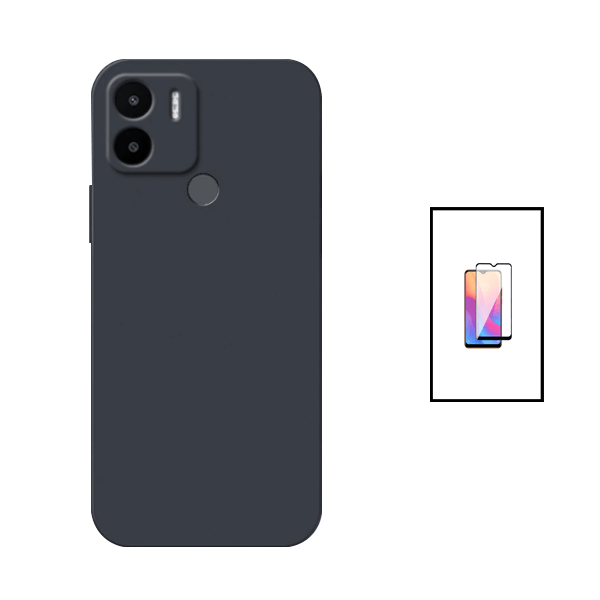 Kit Película de Vidro Temperado GorilasGlass + Capa Proteção Traseira Silicone para Xiaomi Poco C50 - Preto