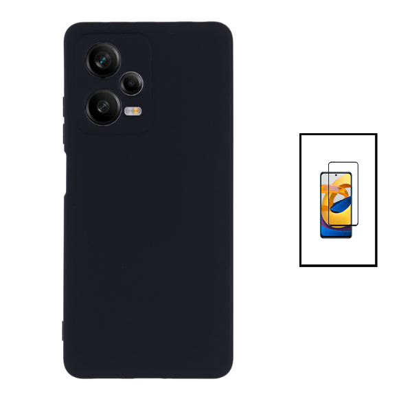 Kit Película de Vidro Temperado GorilasGlass + Capa Proteção Traseira Silicone para Xiaomi Redmi Note 12 Pro+ - Preto